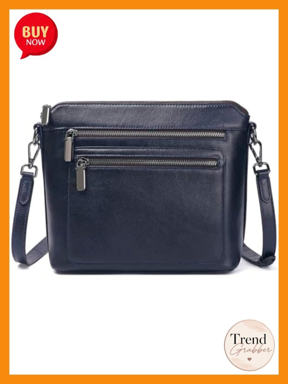 Genuine Leather Crossbody Satchel with Multiple Pockets